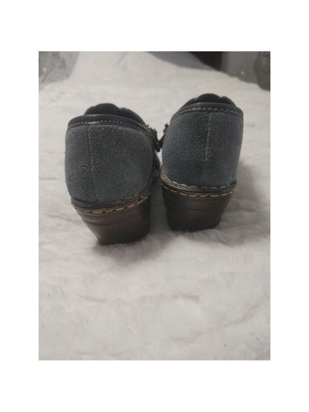Softspots Womens Blue Suede Leather Slip On Shoes 8M Two Tone - Picture 9 of 10
